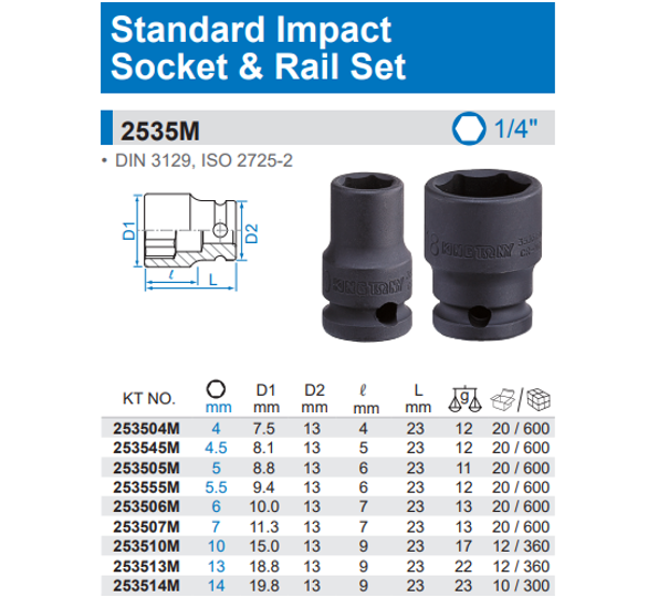 King Tony Box Socket 1/4 Dr